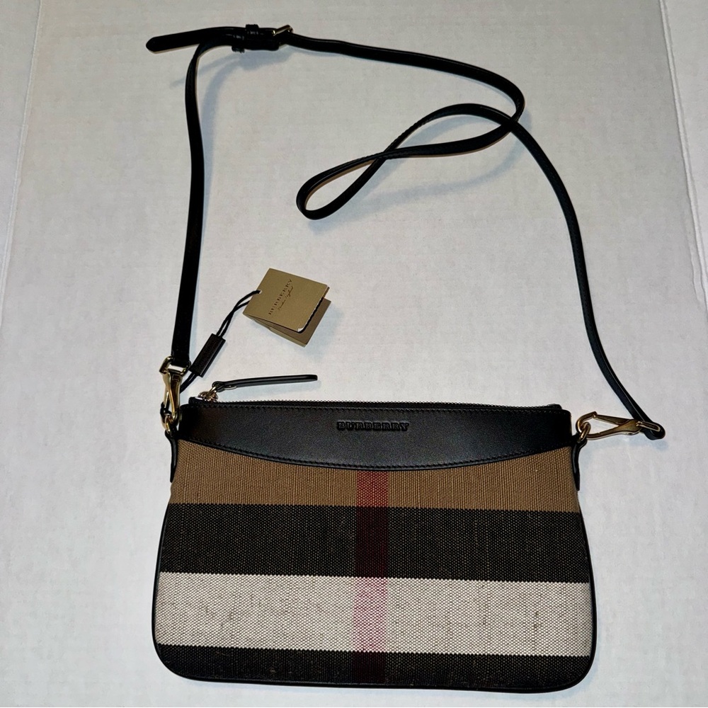 NWT Burberry Canvas Check Peyton Crossbody - Picture 2 of 11